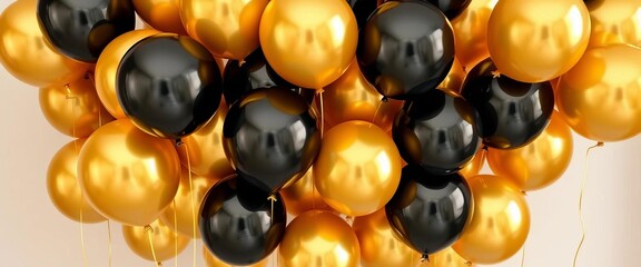 Elegant gold and black balloon cluster, celebratory design ,  background,  vector