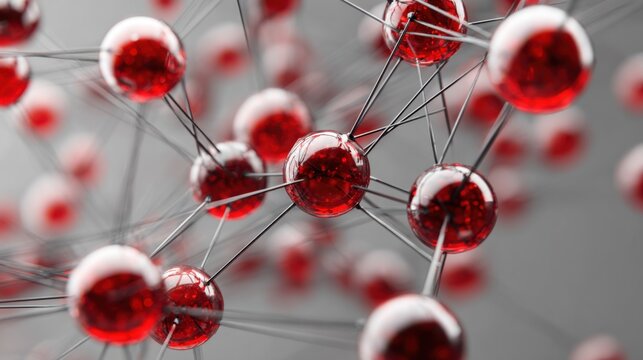 red spheres complex network connection