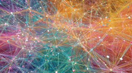 vibrant network colorful lines nodes