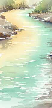 Ein sanft verlaufender Aquarellstrom
