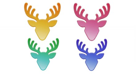 Fototapeta premium Colorful gradient deer heads illustration