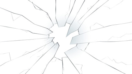 Broken Glass With Big Hole From The Stone