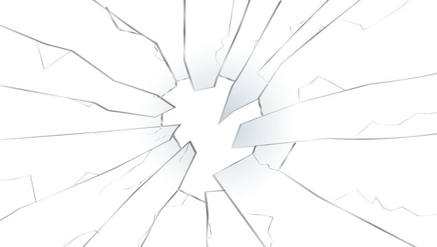 Broken Glass With Big Hole From The Stone