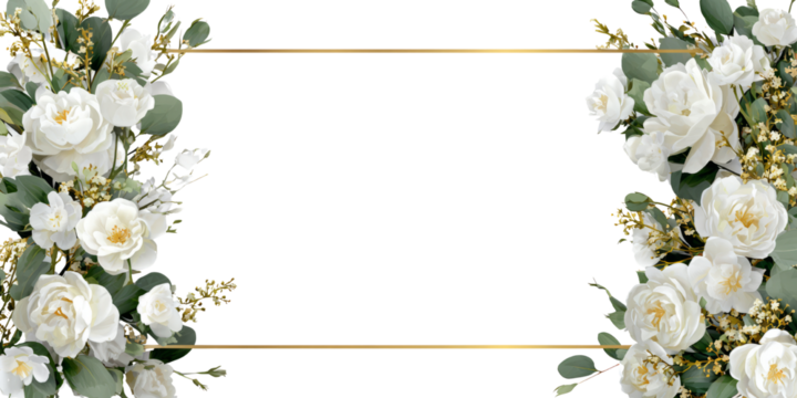 Elegant white floral gold frame for invitation