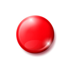 3D Round Metal Or Plastic Red Button Badge