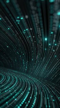 Cascading streams of encrypted binary code form a digital shield, representing advanced cybersecurity, data protection, and the flow of information.