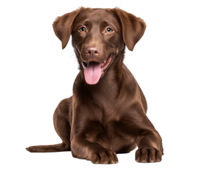 Adorable Chocolate Labrador Puppy with Playful Tongue Out isolated on a transparent background