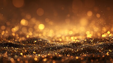 Elegant gold and black bokeh texture with soft vignette for luxury or holiday presentation 