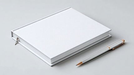 Elegant White Leather Bound Journal with Matching Pen Presentation