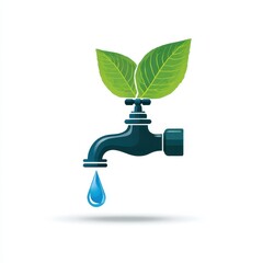 Faucet with leaves, symbolizing eco-friendly water