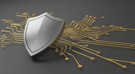 Shield icon over circuit board background