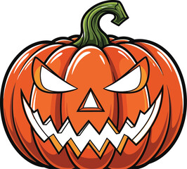 Fototapeta premium Spooky carved pumpkin with a menacing grin, ready for Halloween night.