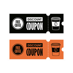 Modern vector coupon template offering free coffee. Flat style design for cafe, restaurant, loyalty program, advertising and marketing campaigns