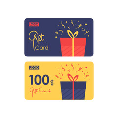 Elegant gift card vector template with minimalist style. Ideal for online store, retail, shopping, promotions, discounts, loyalty programs and marketing.