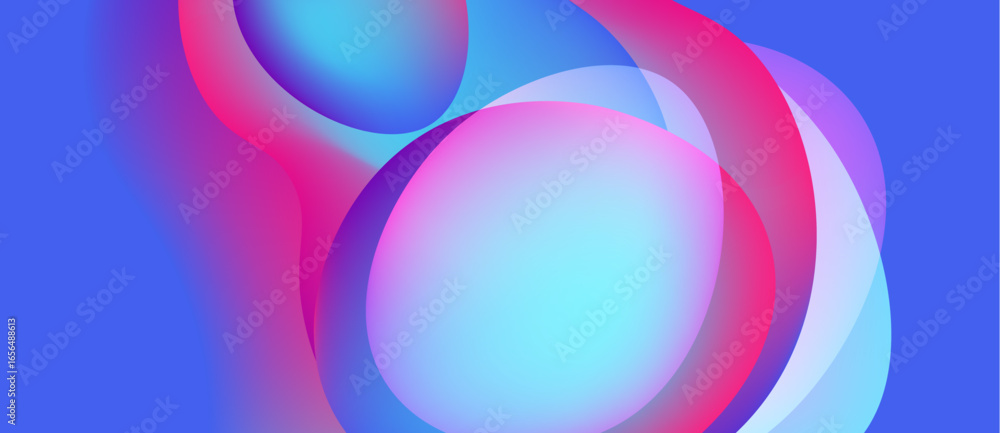 Wall mural abstract composition featuring overlapping colorful circles. blue, pink, purple hues blend creating 