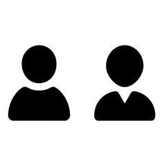 Male and Female User Silhouette Icons, Casual and Professional Profile Symbols