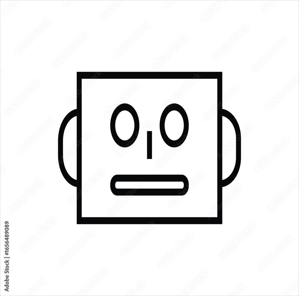 Poster a simple and clean vector icon of a robot head, ideal for tech presentations, ai tools, and digital 