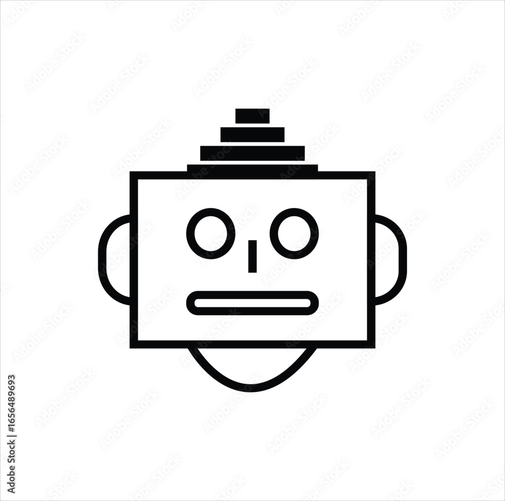 Poster a modern vector illustration of a robot head, ideal for use in apps, websites, and any project relat