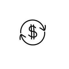 Obraz premium Dollar Sign with Arrows Doodle Icon – Currency Exchange, Trade, Business, Finance