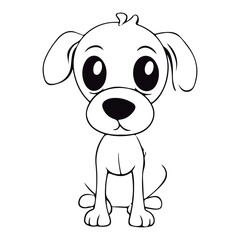 Cute cartoon baby Dog kawai illustration