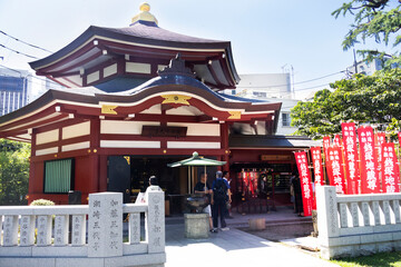 Ancient holy deity angel in antique shrine for japanese people traveler travel visit rite merit respect praying blessing worship in Sensoji temple at Asakusa old town on July 21, 2025 in Tokyo, Japan