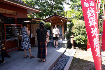 Ancient holy stone in antique shrine for japanese people traveler travel visit and rite merit...