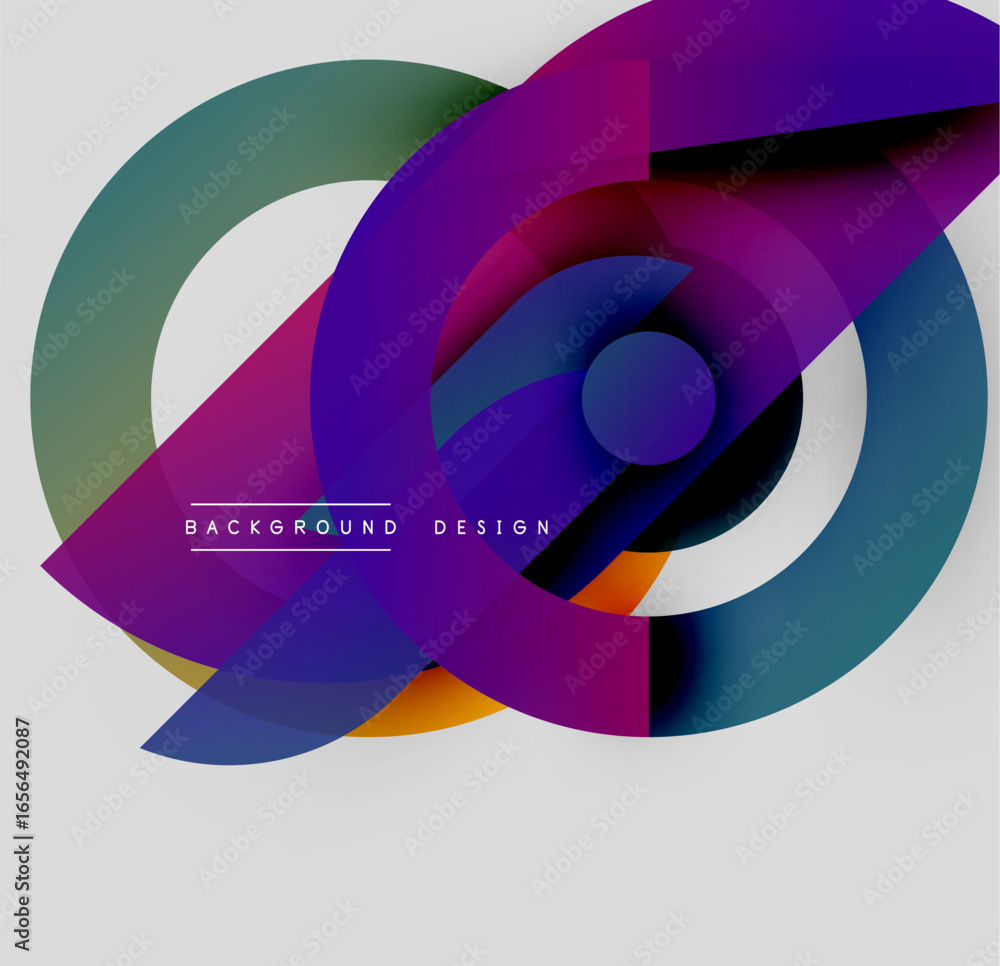 Poster abstract colorful overlapping circles create dynamic visual composition. modern design elements sugg