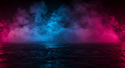 Abstract Smoky Background with Blue and Red Fog on Dark Surface