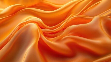 Obraz premium Smooth, flowing orange satin fabric with soft folds and a glossy, silky texture reflecting light.