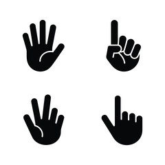 Obraz premium Four silhouette hand gestures showing numbers one and five