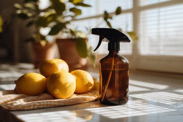Eco friendly cleaning spray with lemons