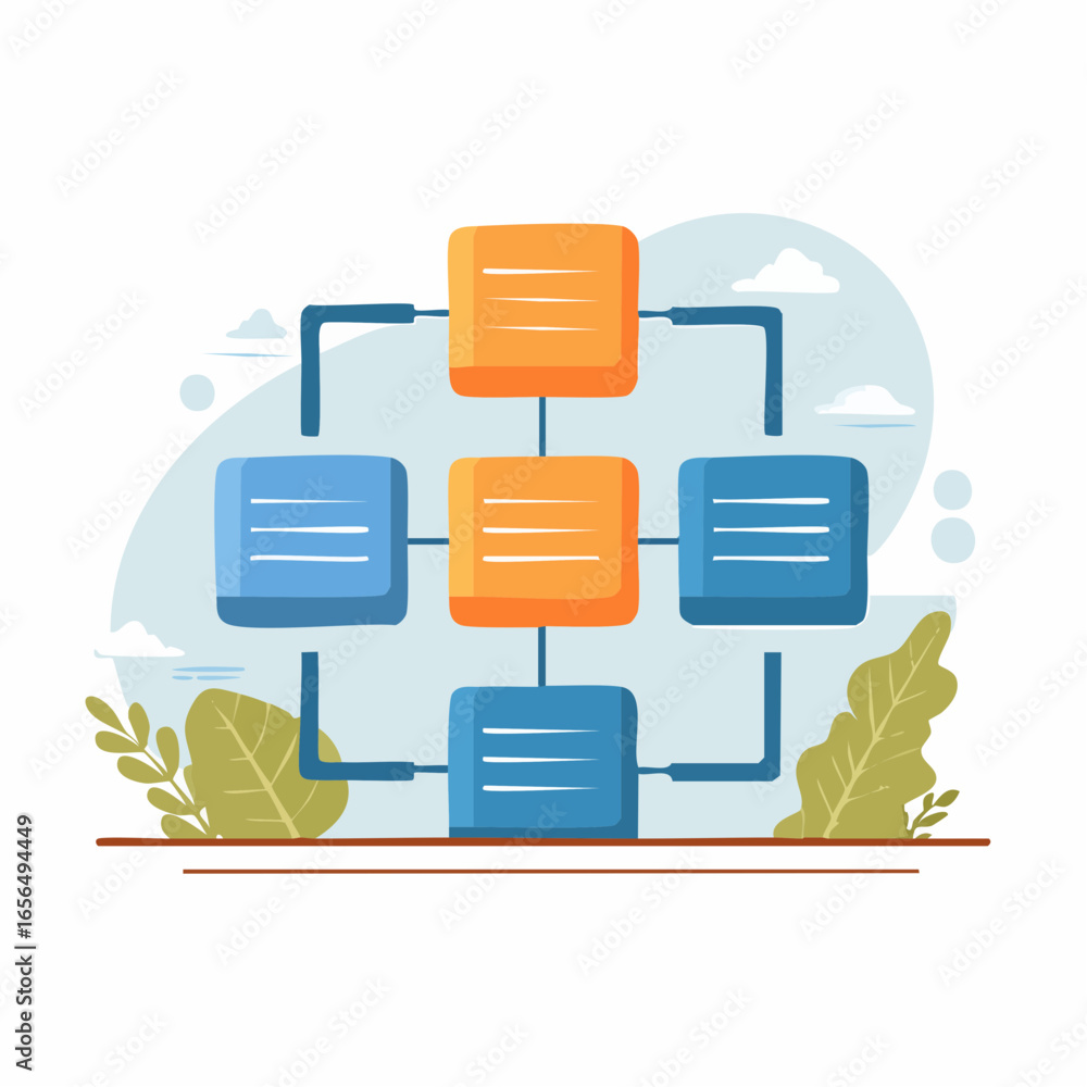 Poster abstract flowchart diagram with square boxes