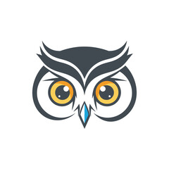 Naklejka premium Modern owl logo symbol, stylized bird head vector icon.