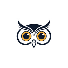 Obraz premium Modern owl logo symbol, stylized bird head vector icon.