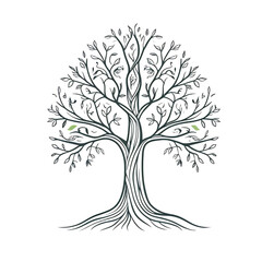 Obraz premium A stylized sketch of a mystical tree symbolizing growth and on transparent background