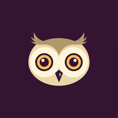 Modern owl logo symbol, stylized bird head vector icon.