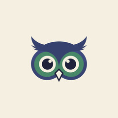 Obraz premium Modern owl logo symbol, stylized bird head vector icon.