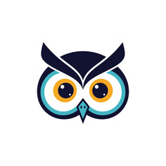 Modern owl logo symbol, stylized bird head vector icon.