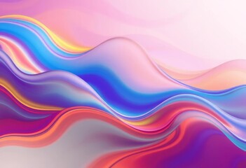 Obraz premium Fluid, multicolored waves cascade in a vibrant, smooth gradient, organic, vibrant