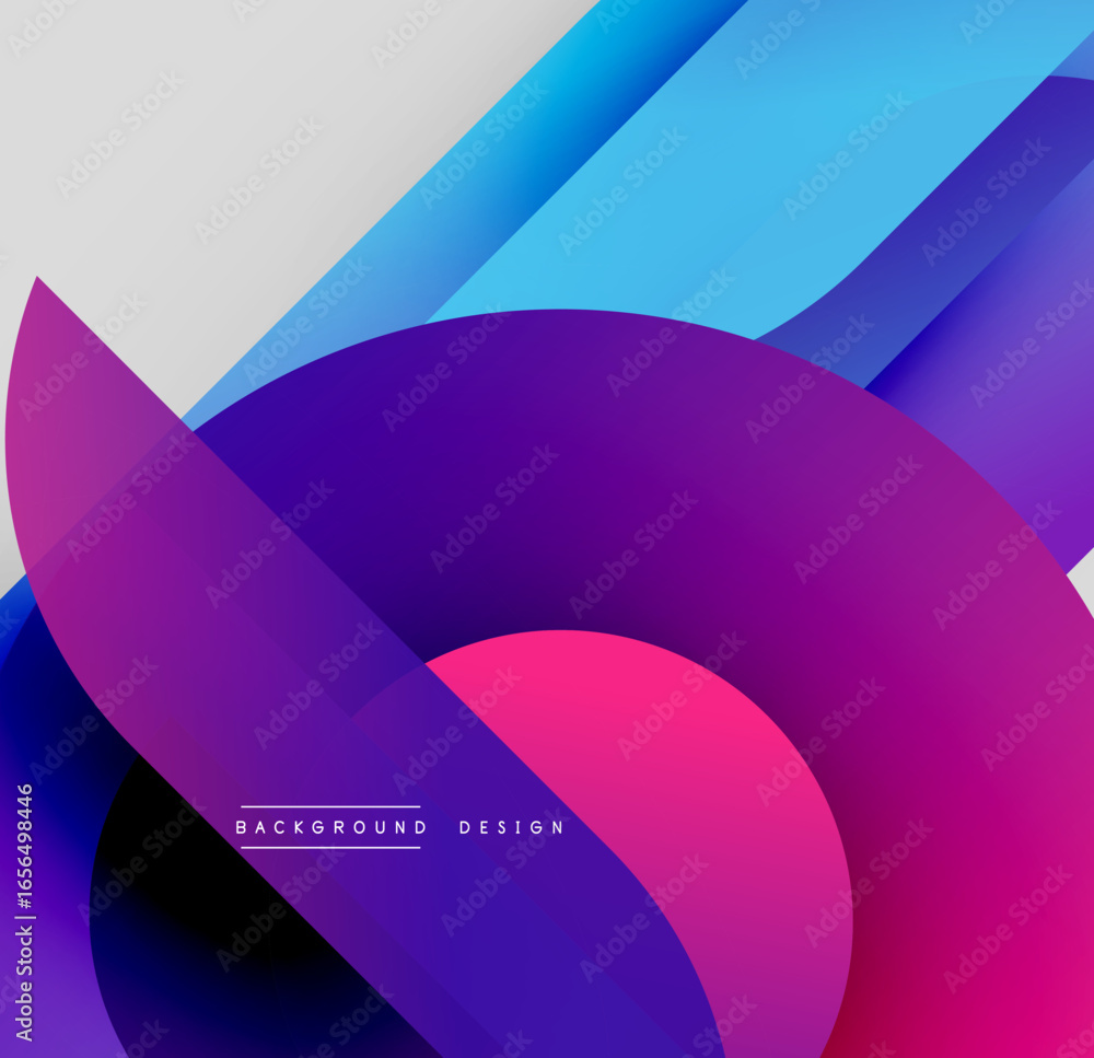 Poster abstract layers create dynamic composition. vivid gradients blend, forming flowing shapes. modern de