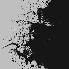 Fototapeta premium Vector silhouette of a man on a black grunge background with a floral pattern and a dirty ink splatter design
