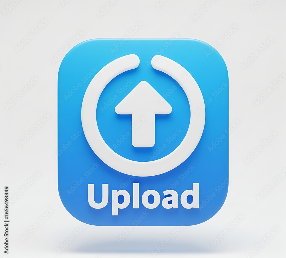 Poster upload icon, upload 3d button. load symbol on white background - 3d rendering