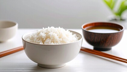 おいしそうな白米、日本の食事