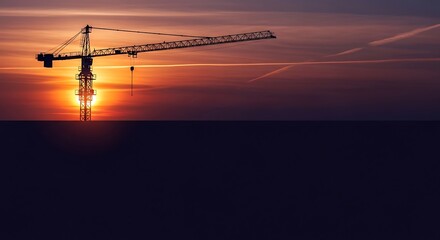 Construction Project Crane at Sunrise