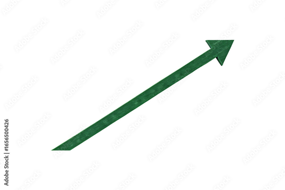 Aufkleber green stepped arrow trending upward through multiple levels showing progressive growth and advanceme