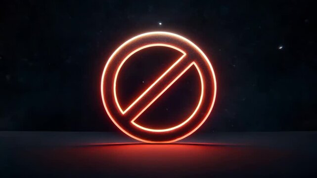 Forbidden glowing symbol pulsating with a vibrant energy, creating a powerful and dynamic visual statement about restrictions and limitations in a modern, abstract style for impactful campaigns