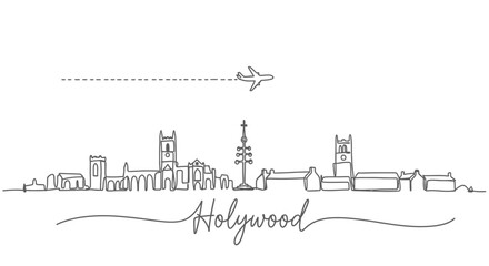 Obraz premium Holywood Northern Ireland Skyline with plane.