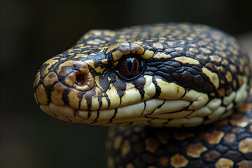 Fototapeta premium Snake Head Closeup Showing Detailed Scales and Eye