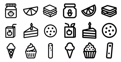 Food and drink line icons set – outline, culinary and beverage symbols