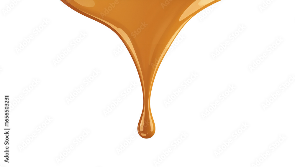 Poster luminous caramel cascade a sweet indulgence on a pure isolated transparent setting